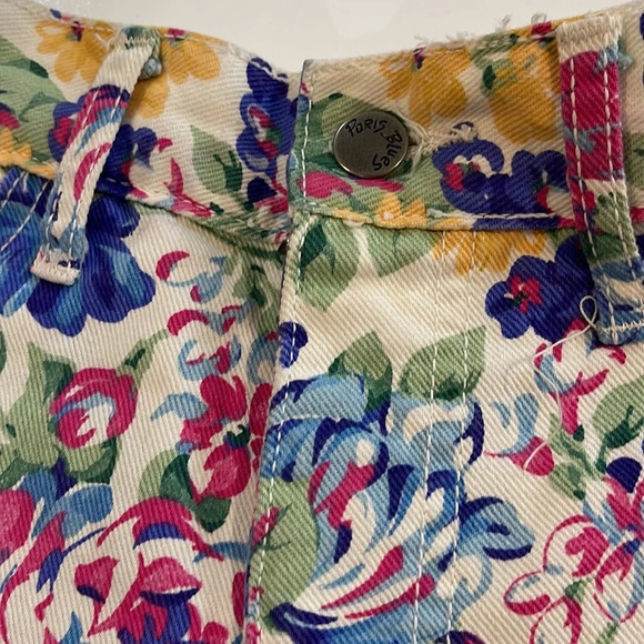 Vintage 90s Paris Blues Denim Shorts High Rise Floral Size 9 Juniors - Picture 3 of 12